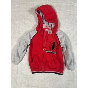 Kids Spider Man Red Gray Zip Up Hoodie Jacket Size 5